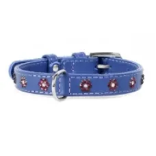 CoLLaR WAUDOG Glamour нашийник шкіряний з QR-паспортом і стразами «Квіти» фіолетовий 15 мм 18–21 см 32519