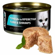 AnimAll вологий корм для дорослих котів з тунцем та креветками 85 г 168329