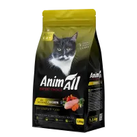 AnimAll 1,5 кг сухий корм для дорослих котів зі свіжою куркою 178595