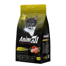 AnimAll 1,5 кг сухий корм для дорослих котів зі свіжою куркою 178595