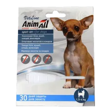 AnimAll краплі від бліх кліщів вошей для собак 1,5-4 кг 60881