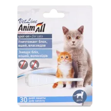 AnimAll краплі від бліх кліщів вошей для котів до 4 кг 113611