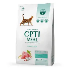 OPTI MEAL 4 кг сухий корм для стерилізованих котів з індичкою та вівсом