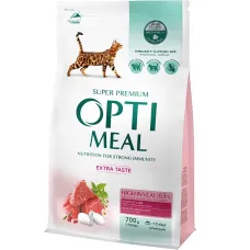 OPTI MEAL 700 г сухий корм для дорослих котів з телятиною