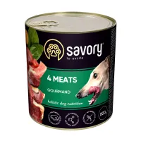 SAVORY 800 г ж/б вологий корм для собак 4 види м'яса 30402