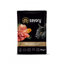 SAVORY 85 г пауч для стерилізованих котів з індичкою та морквою 20109